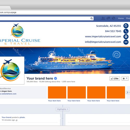facebook cover of an  exciting cruise and group travel illustration for Imperial Cruise Travel