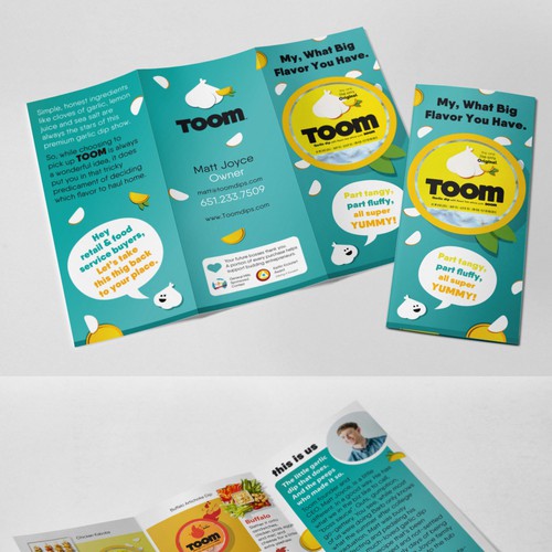 Tri-fold Brochure design for Toom Dip company