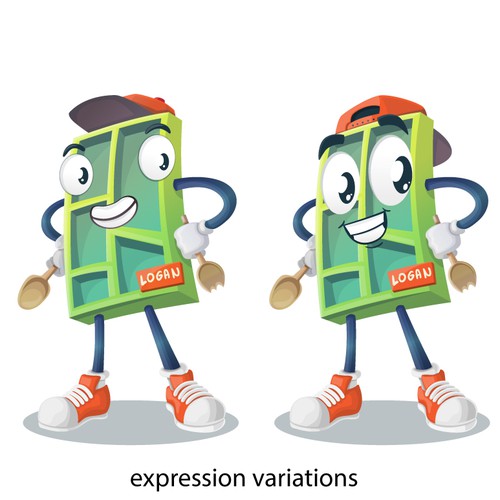 An initial sample with color variations for a vector mascot character