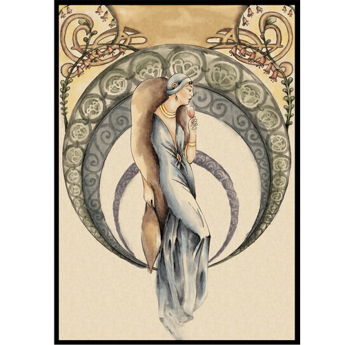 artdeco watercolor poster