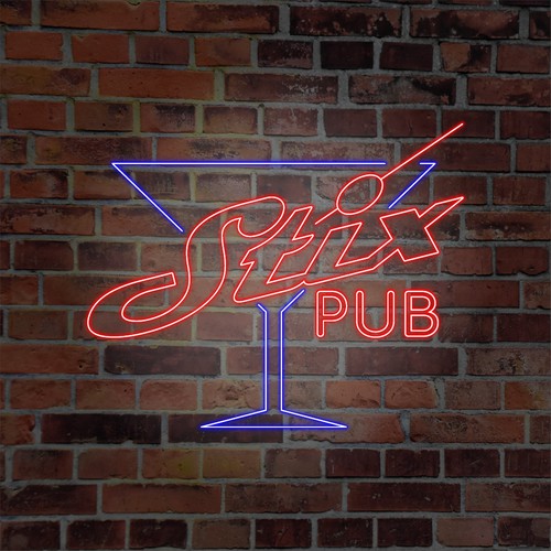 Neon logo for local bar and night club