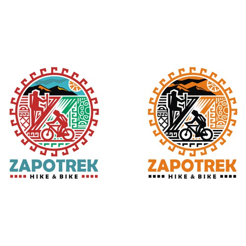 Create a fun logo for ZAPOTREK Hike and Bike, an adventure travel company in Oaxaca, Mexico