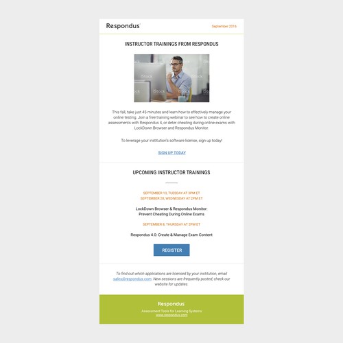Email template for Respondus