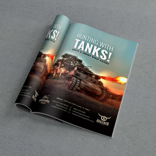 Magazine ad for our Tank Driving experience and our Hunting Ranch