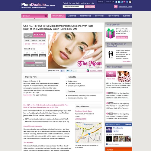 PlumDeals home page desing