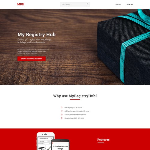 Landing page for MyRegistryHub