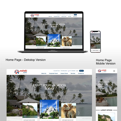 Web page design for Mohebi Aviation Travel and Tourism 
