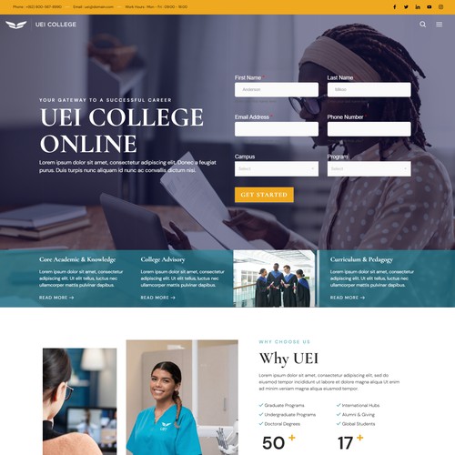 UEI College Landing Page Design