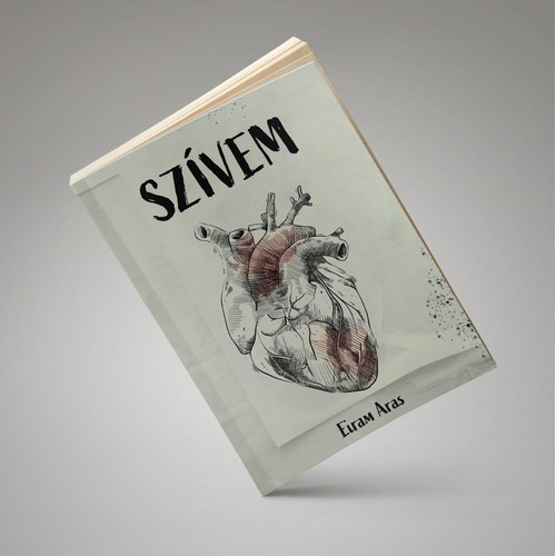 Neutral design for a poetry book - anatomical heart drawing