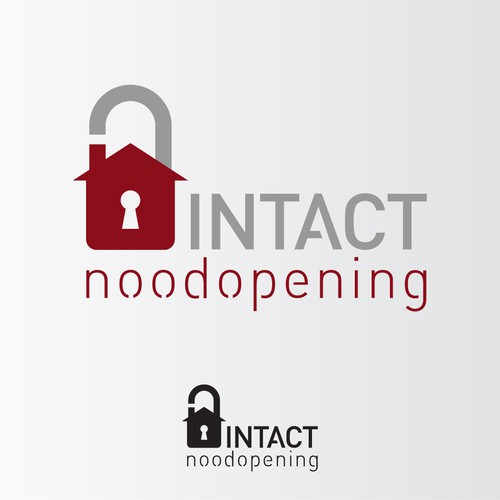 Locksmith service 'intact' (non-destructive) needs a logo intact-noodopening.nl