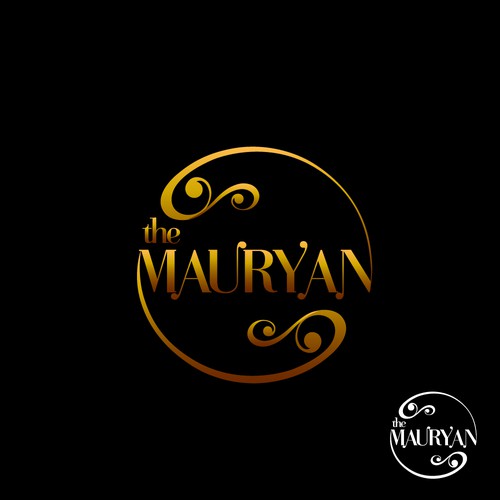 Circular luxurious logo for The Mauryan