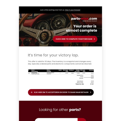 Porsche Parts Email Marketing