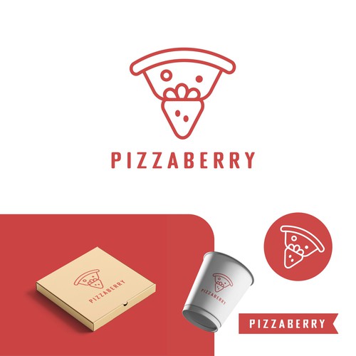 Simple combine Pizza and Strawberry Logo