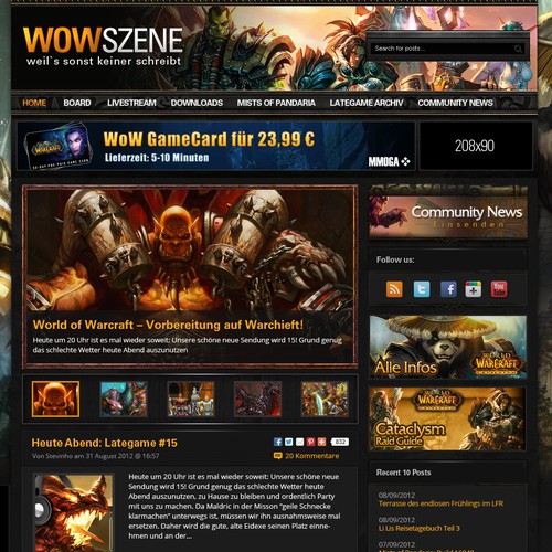 World of Warcraft News and Community WordPress Design