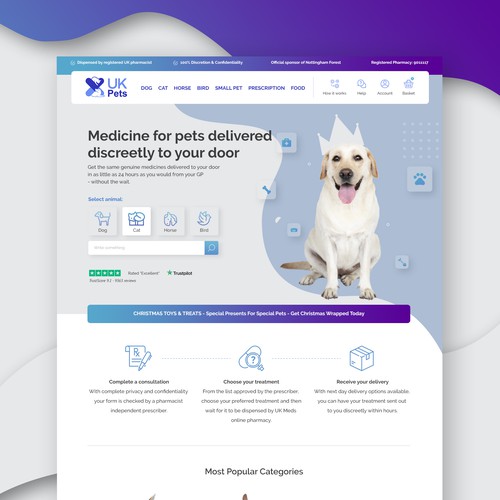 Redesign a leading UK Online pharmacy to become a Online Pets Drug website