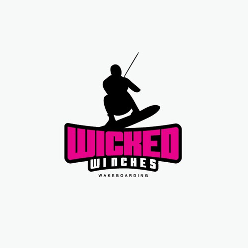 Create a Funky,fun,out there,loud wakeboard winch illustration for "Wicked Winches"