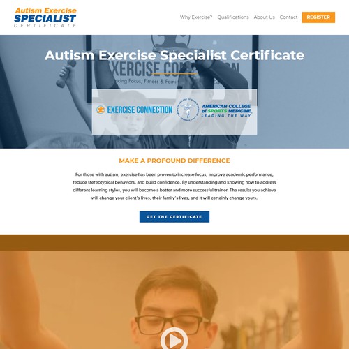 Squarespace website design for Autism Exercise Specialist
