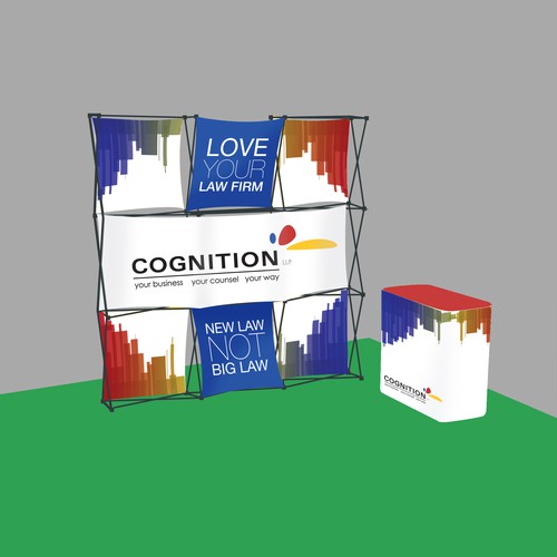 Create an eye popping trade show booth for our innovative law firm