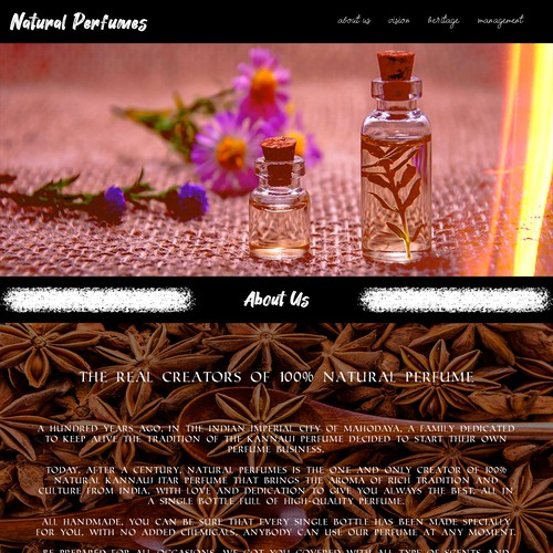 Design for a natural perfume website