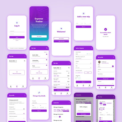 UX and UI design for an expense tracking app