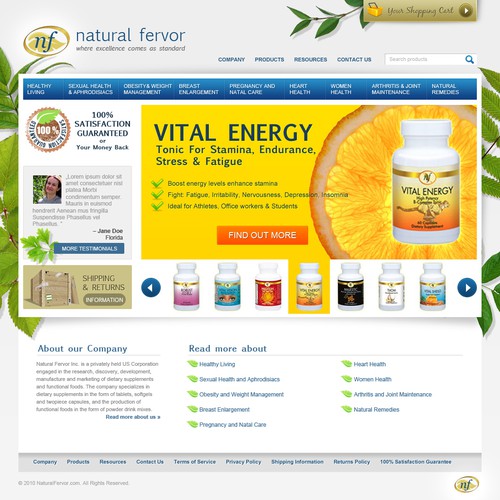Natural Fervor needs a new website design (Health Supplements)