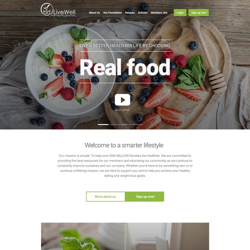 Clean, contemporary homepage design for a diet blog redesign.