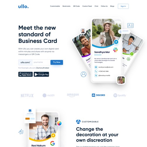 Ullo Card Landing Page