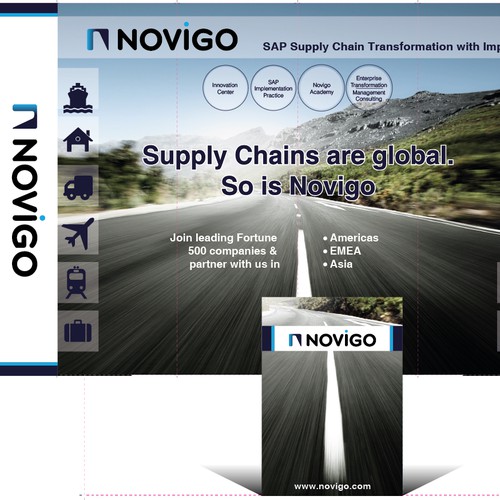 Create a capturing trade show booth panel graphic for Novigo