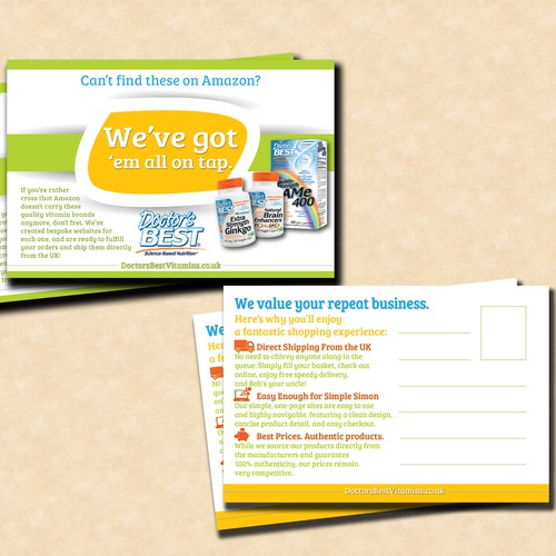 Postcard mailer for Vitamin Online Retailer