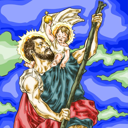 illustration concept for Create An Inspirational Image of St. Christopher