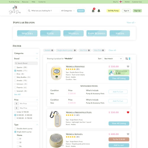 Marketplace for breastpump