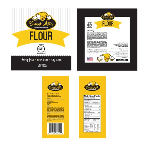 Create a fresh packaging design for Sweet Ali's Gluten Free Bakery!