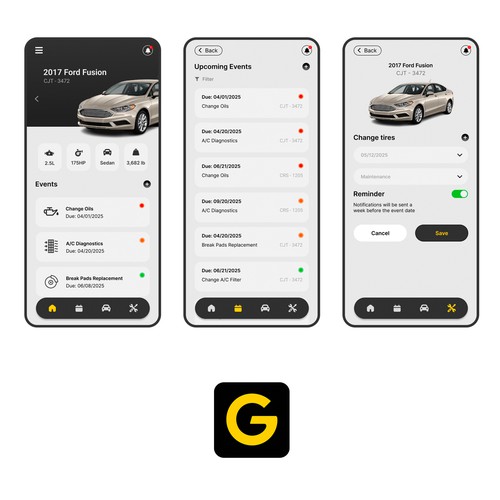 Mobile UI/UX design for iOS car app