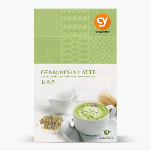 A JAPANESE GenMaiCha Latte retail Box for the premium Class