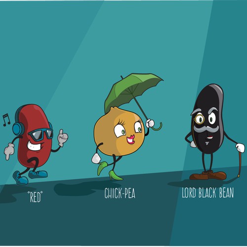 Concept characters for 13 Foods 'Bean People' contest.