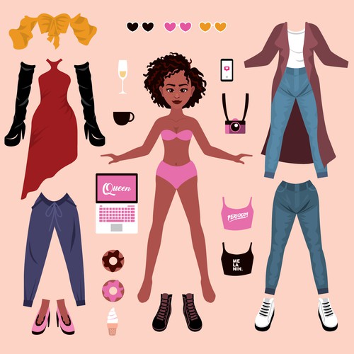 paper doll character & outfit design