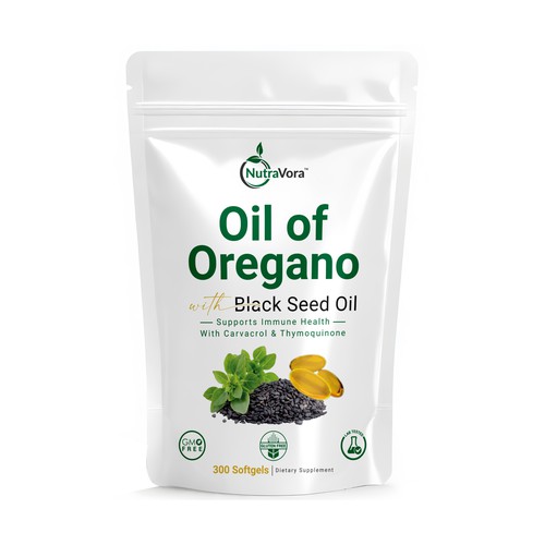Oil of Oregano with Black Seed Oil Capsules – Product Label Design