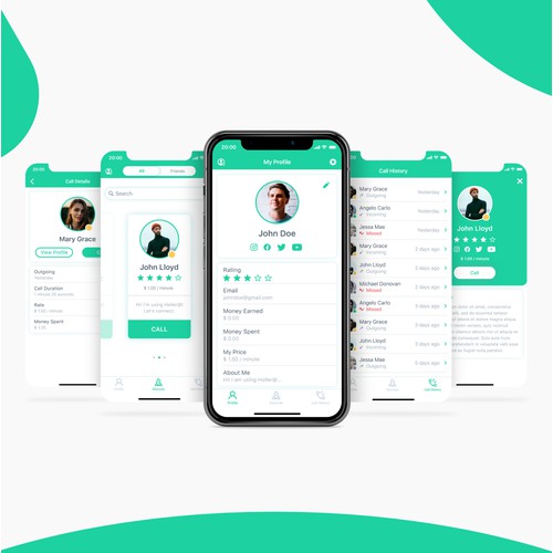 UI design for the video calling mobile app