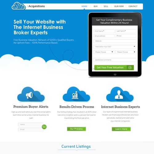 Create a Eye-Catching Homepage Design for Internet M&A Firm