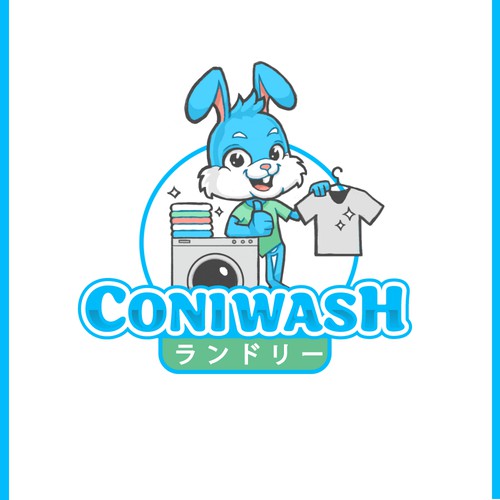 Animated mascot logo for laundry brand.