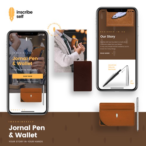 A Journal Pen and Wallet Product Website - Mobile