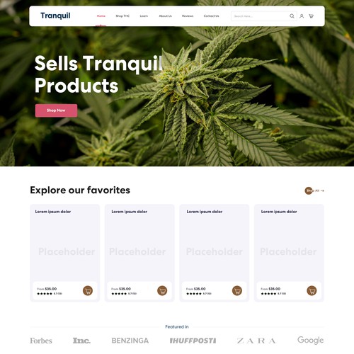 eCommerce website selling cannabis products
