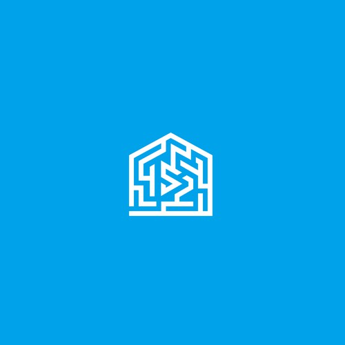 maze house with letter S unique logo design