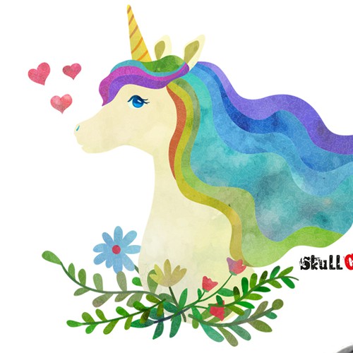 Lovely unicorn with rainbow mane