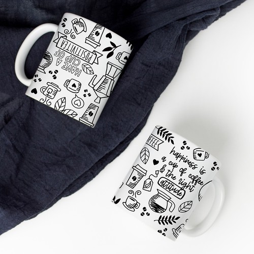 Doodle style design for coffee-to-go mug