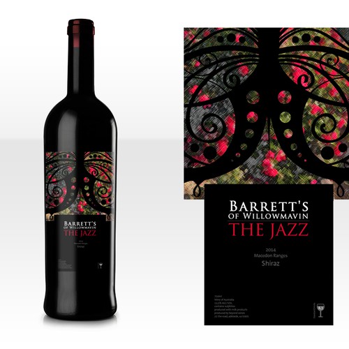 Barretts 'The Jazz' Shiraz Premium Wine Label Design