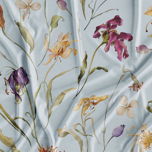 Watercolor dry flowers seamless pattern