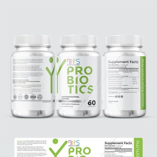 BIYS , Y brain Probiotics Supplement Label