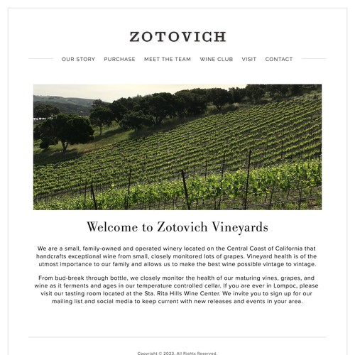 Zotovich Vineyards Design Updates