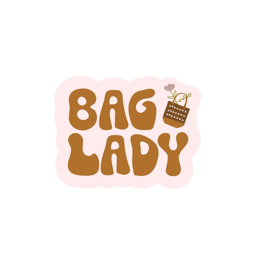 Sticker design with a custom made typography for a handmade bags and accessories artist